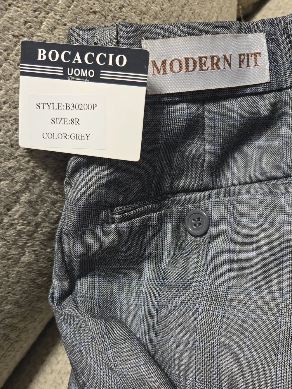 Nwt Boys' Bocaccio Uomo Gray Plaid Suit Jacket & Pants Set 8